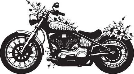 Vintage Motorcycle Floral Silhouettes Bundle | Biker Roses Clipart | Chopper Flower SVG Set