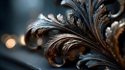 Detailaufnahme eines metallischen Ornaments mit edlem Glanz 