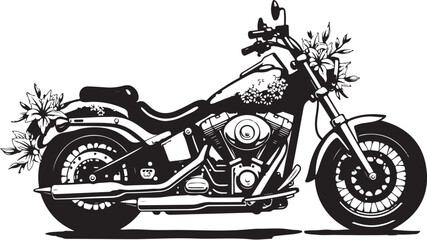 Vintage Motorcycle Floral Silhouettes Bundle | Biker Roses Clipart | Chopper Flower SVG Set