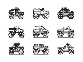Monster Truck Line Art Crushing Everything Ahead © Sabbir