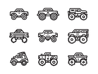 Monster Truck Line Art Power On Wheels