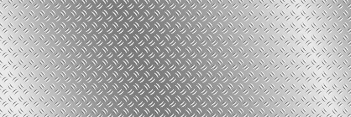 Steel checkerplate pattern with silver chrome diamond texture forming an abstract industrial metal background perfect for construction themed vector material and floor design