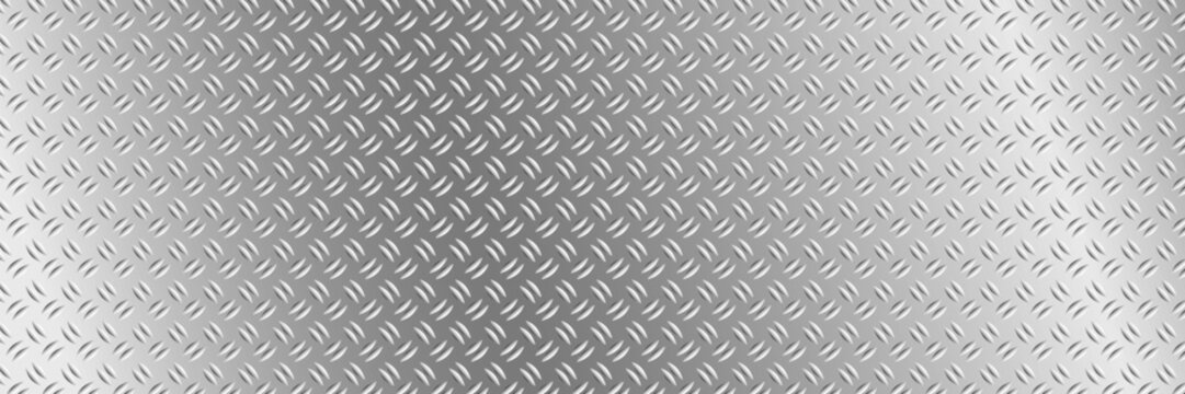 Steel checkerplate pattern with silver chrome diamond texture forming an abstract industrial metal background perfect for construction themed vector material and floor design