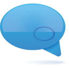 A Single Blue Speech Bubble With Subtle Reflection And Transparent Background Isolated On White