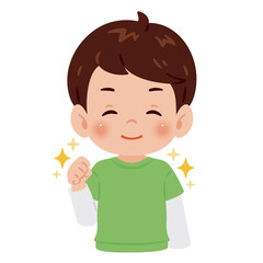 元気で笑顔な男の子　上半身イラスト／Upper Body Illustration of Energetic Smiling Boy with Bent Arm Fist Pump