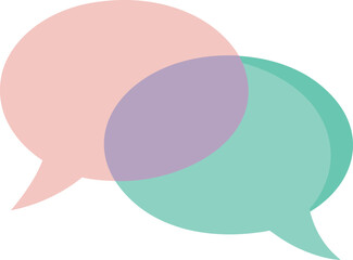 Overlapping speech bubbles in gradient pastel tone, bold silhouette, editable EPS file.