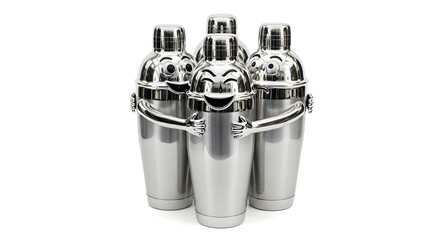 Fun Smiling Cocktail Shakers Group Hugging