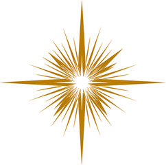 Obraz premium Golden starburst vector, geometric sunburst, radial rays, abstract emblem, festive glow