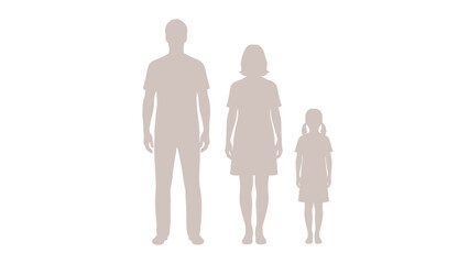 Family Silhouettes Standing Side by Side Vector Illustration: Man, Woman, and Child Figure Proportions