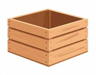 Wooden Crate Isolated on White Background for Storage and Organization in a Square Shape