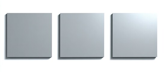 Three grey squares set against white, shadows