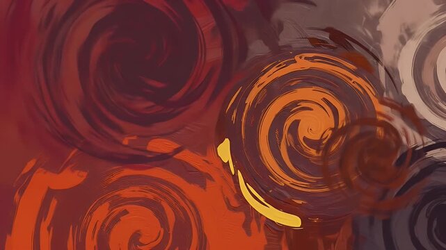 Abstract swirls in shades of brown, orange, and cream with an acrylic paint texture