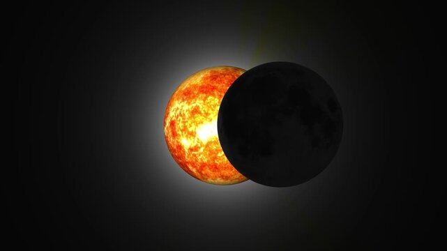 Solar Eclipse with Sun and Moon in Dark Space celestial. Bright sun and silhouetted moon creating a solar eclipse in deep space, dramatic cosmic visual experience.