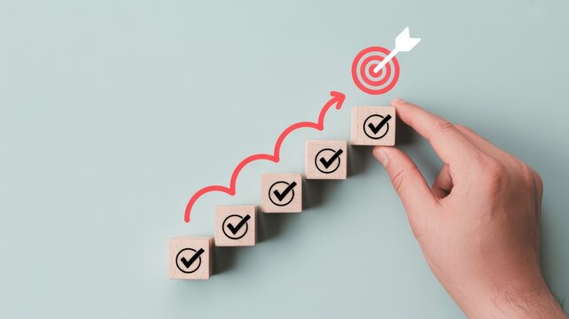 Drive business success by accomplishing each critical goal with a clear checklist and upward growth