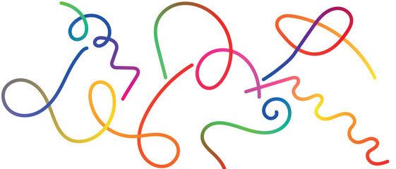 Abstract wavy swirls and lines with a colorful gradient isolated on a white background