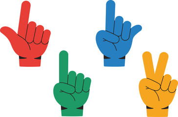 Obraz premium Colorful foam fingers cheering and celebrating victory for team or sporting event