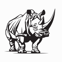 Elegant and Creative Rhinoceros Animal Logo Design on white background