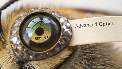 A close up of a jewel like eye on a furry creature