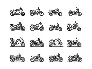 Obraz premium Motorbike Silhouette Line Art Night Highway Journey
