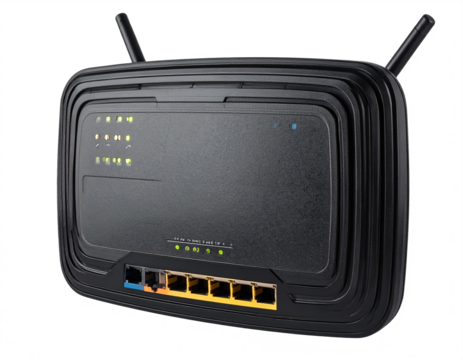 Wireless Router with Multiple Antennas Isolated on White