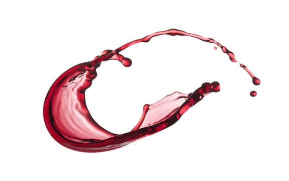 Red liquid splashing and swirling in a dynamic motion, isolated on transparent background