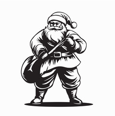 Holiday Santa Walking with Presents vector on white background