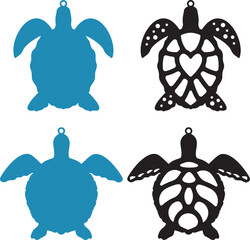 sea turtle ornament svg, decorative sun catcher bundle, ocean creature animal, nature lover, summer beach decor, outline line art, laser ready cut files, glowforge silhouette cricut