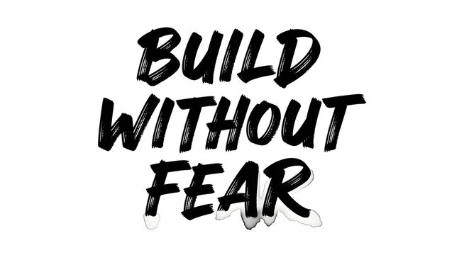 Inspirational quote with bold, black typography on a white background that encourages confidence and courage in facing challenges - Powered by Adobe