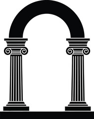 Obraz premium Black Ionic Archway With Two Fluted Columns On White Background architecture ancient