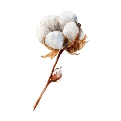 Delicate watercolor cotton illustration.