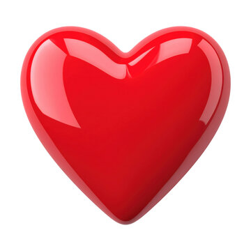 A 3D glossy red heart icon, stylized, soft shadows, isolated on transparent background, PNG