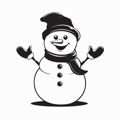 Cute Winter Snowman Vector Illustration on white background