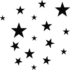 Scattered Black Stars on a White Background Keywords: stars, star, black, white, scattered, pattern