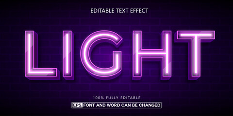 Neon light text effect, editable glowing typography on dark background