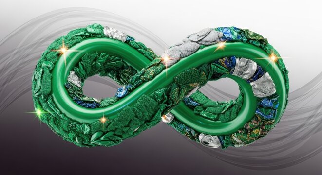Innovative green infinity symbol representing sustainability and recycling efforts in modern design