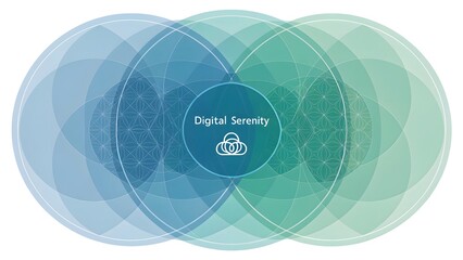 Abstract overlapping circles composition with digital serenity concept