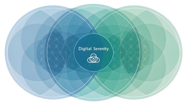 Abstract overlapping circles composition with digital serenity concept