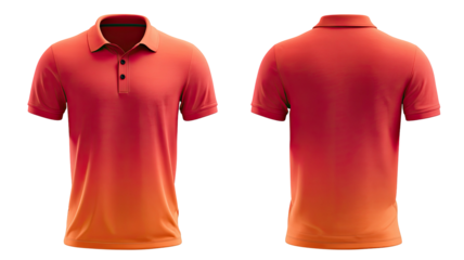 Two views orange polo shirt, front & back