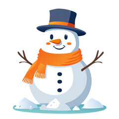 Illustration of Snowman with Hat and Scarf