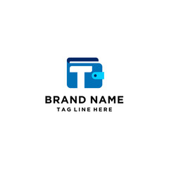 Fototapeta premium Payment wallet letter T logo design vector template