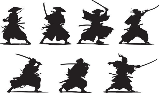 Samurai Fighting Horde Back-to-Back Silhouette Pack