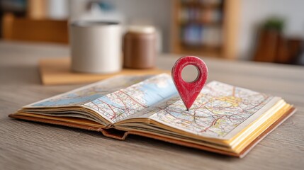 Map featuring a pinpointed location representing opportunities and market insights in geographical data analysis concepts