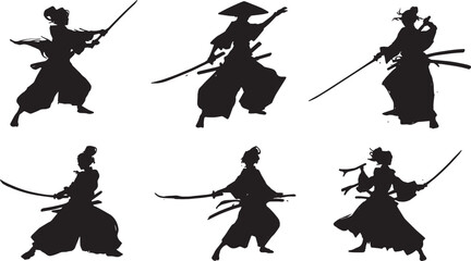 Obraz premium Female Samurai (Onna-bugeisha) Silhouette Pack