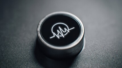 Minimalist button on black surface representing the ai-powered pulse concept as a heartbeat-like gauge of business metrics
