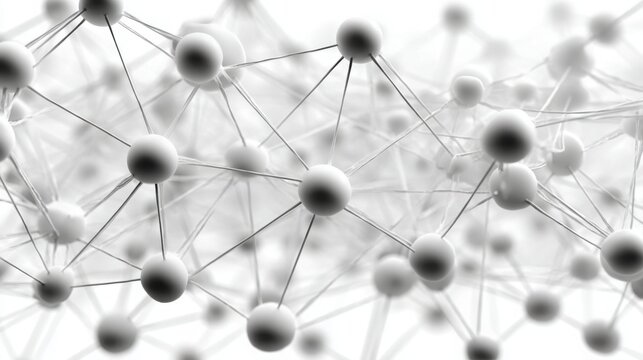 Colorful molecule structure with multiple spheres representing complex network of chemical interactions and connections