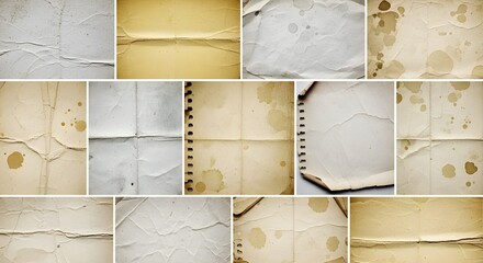 collection set old parchment paper sheet vintage aged or texture isolated on white background.