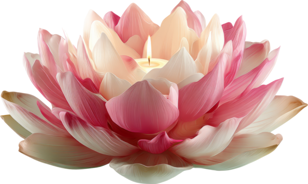 Lotus candle flower pink white glow gently soothes mind and invites calm reflection