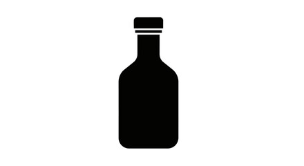 a sleek black silhouette of a wine bottle stands against a stark white background