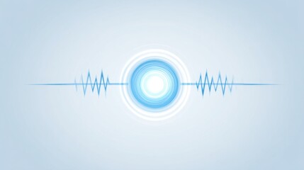 Minimalistic blue background with white circle icon concept for bio-pulse node emitting vital pulse signals