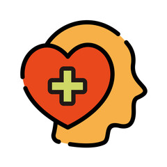 Mental health filled line color icon. Recovery illustration.